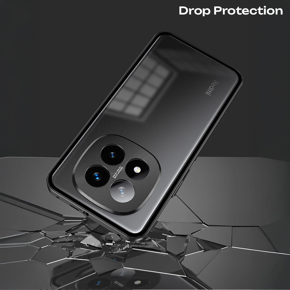 Redmi Note 14 Pro+ 5G Aluminium Metal Bumper Shield Transparent Back Case