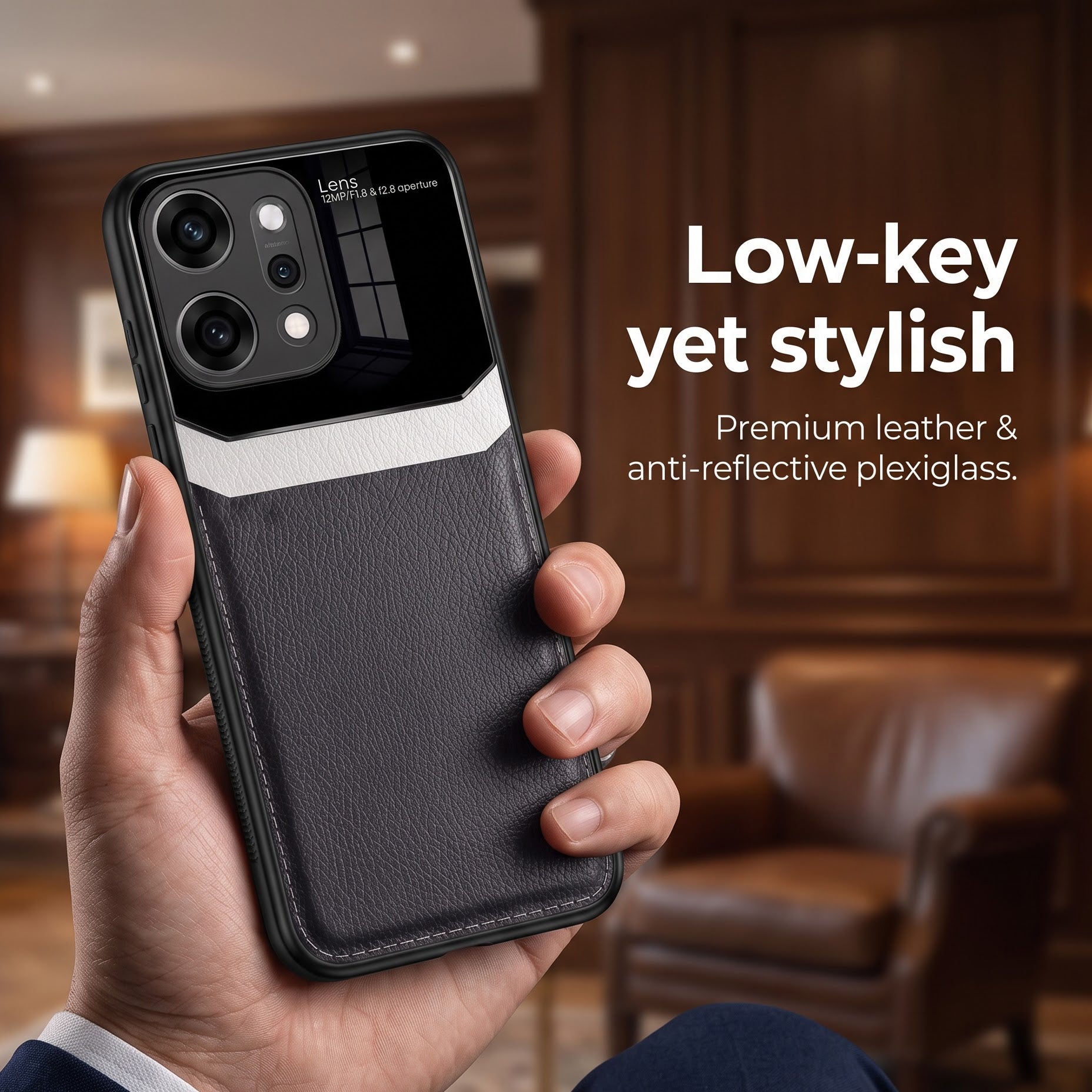 Oppo Reno 14 Pro 5G Premium Leather Lens Protective Case
