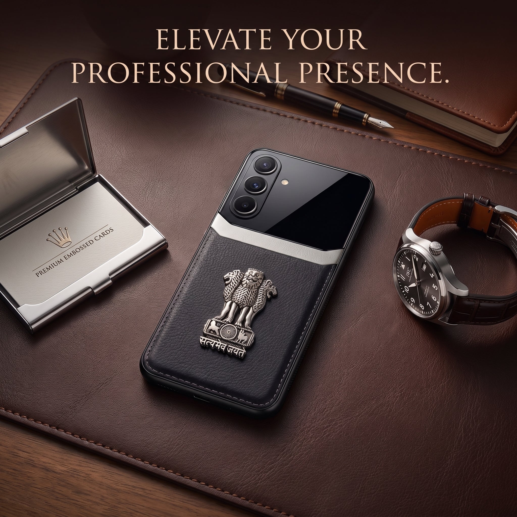 Samsung Galaxy A36 5G Satyamev Jayate 3D Metal Leather Back Case