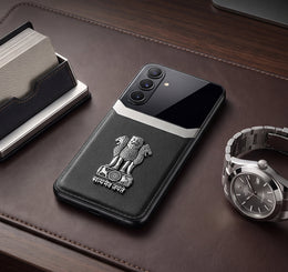 Samsung Galaxy A56 5G Satyamev Jayate 3D Metal Leather Back Case