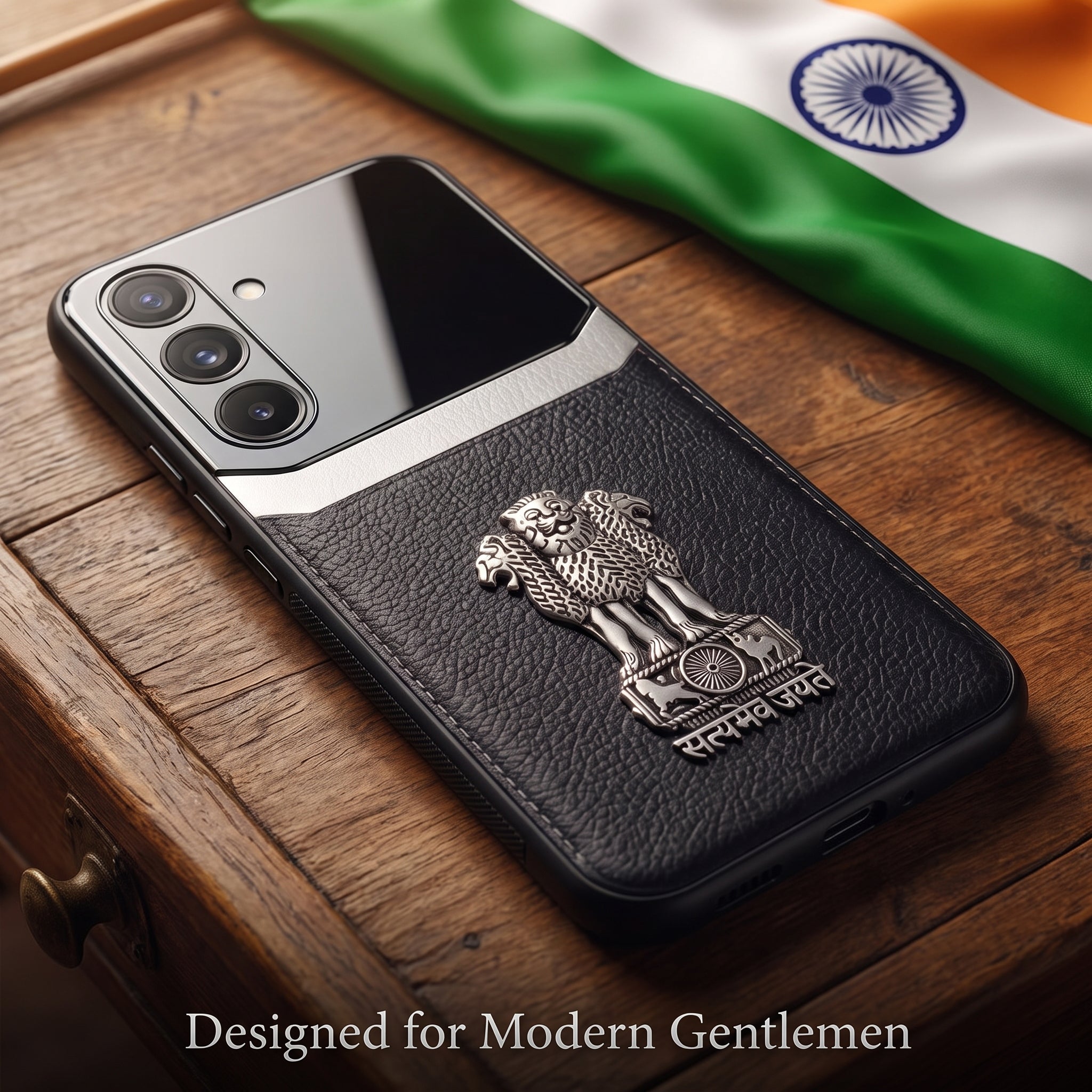 Samsung Galaxy A36 5G Satyamev Jayate 3D Metal Leather Back Case