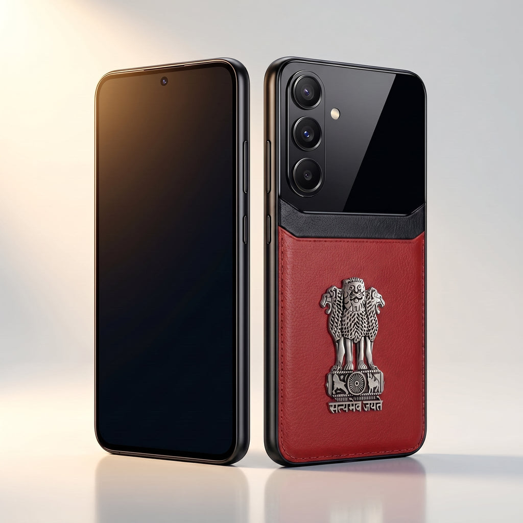 Samsung Galaxy A16 5G Satyamev Jayate 3D Metal Leather Back Case