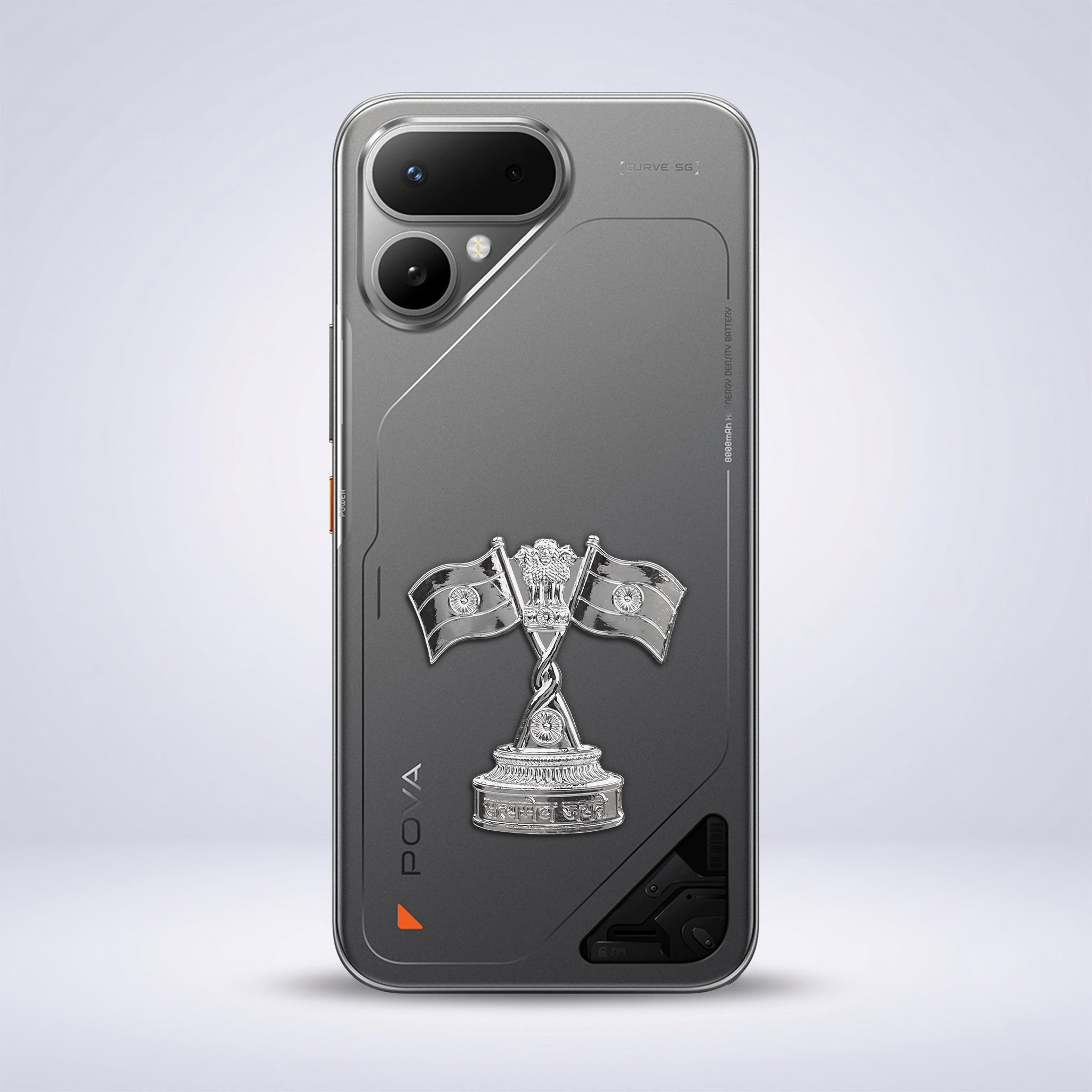 Tecno Pova Curve 2 5G Compatible Satyamev Jayate 3D Metal Emblem Sticker
