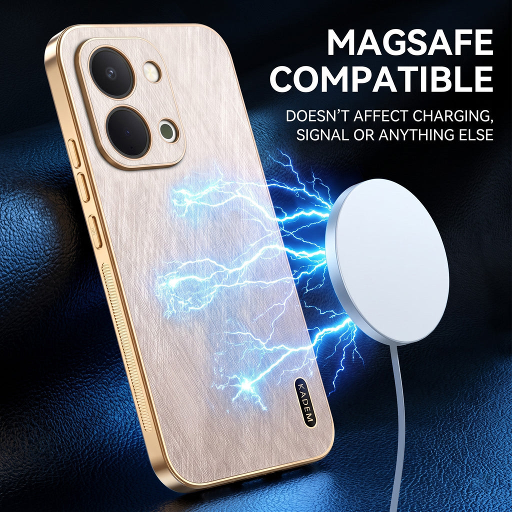 Vivo T5X 5G Premium Electroplated Frame Gold Thread Pattern Soft Case