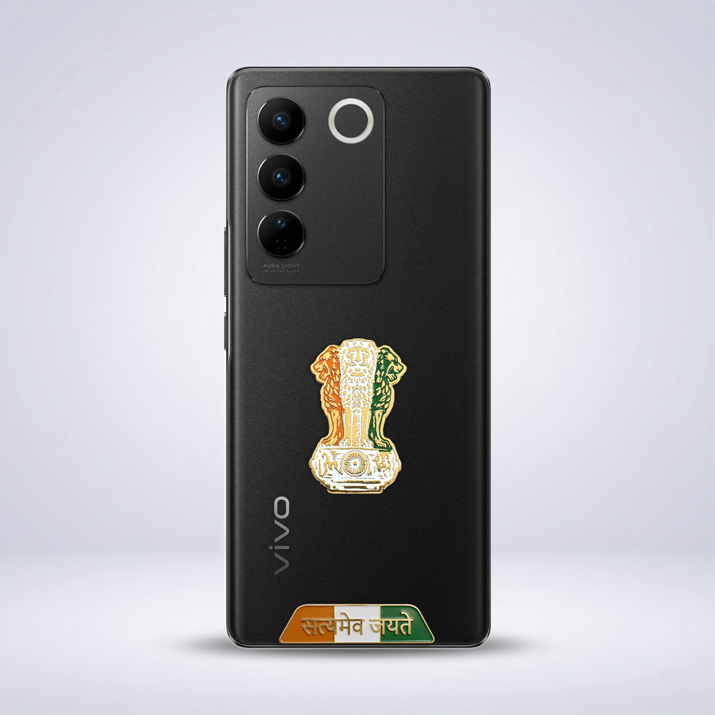Vivo V27 Pro 5G Compatible Satyamev Jayate 3D Metal Emblem Sticker