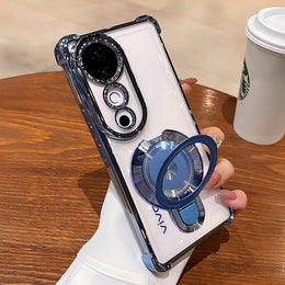 Vivo V40 Pro 5G Luxury Four Corner Invincible Bracket Ring Stand Case