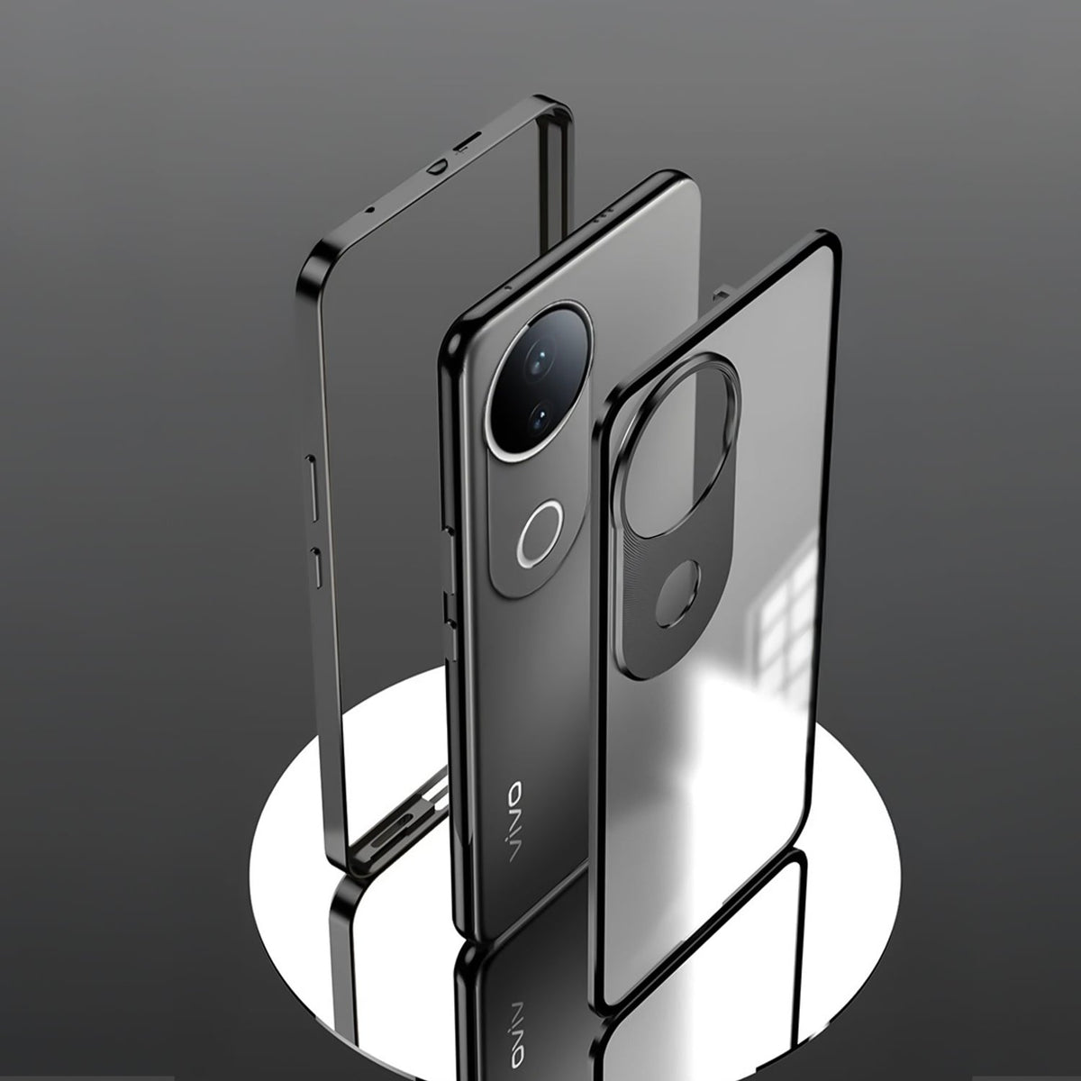 Vivo V50 5G Aluminium Metal Bumper Shield Transparent Back Case