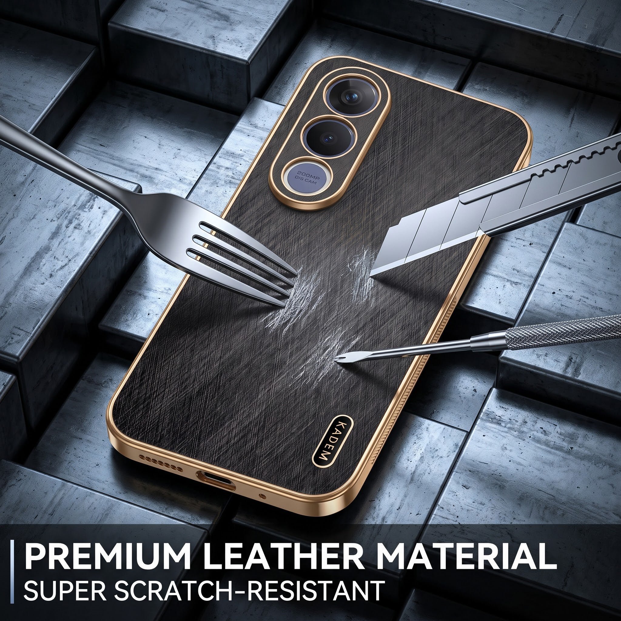 Vivo V70 FE 5G Premium Electroplated Frame Gold Thread Pattern Soft Case