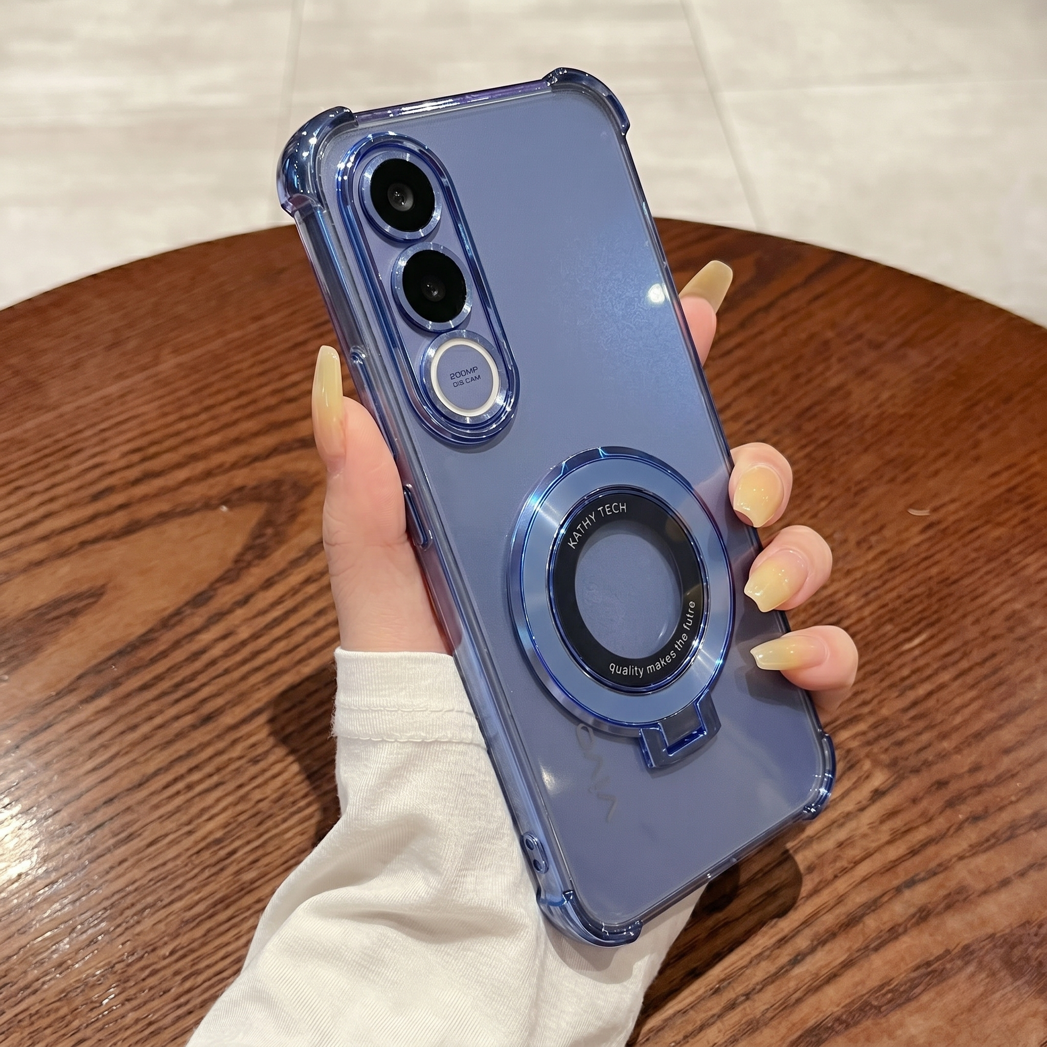 Vivo V70 FE 5G Original Luxury Magnifier Ring Stand Shockproof Airbags Corner Case