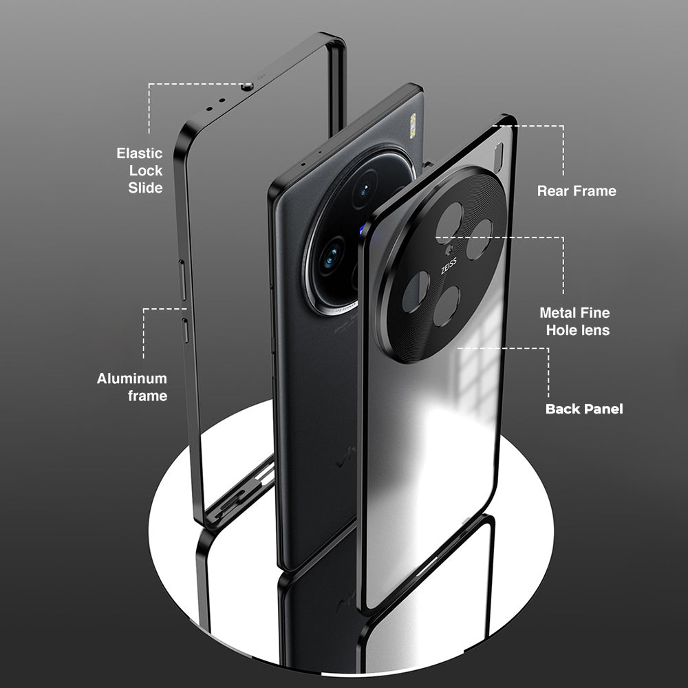 Vivo X200 5G Aluminium Metal Bumper Shield Transparent Back Case
