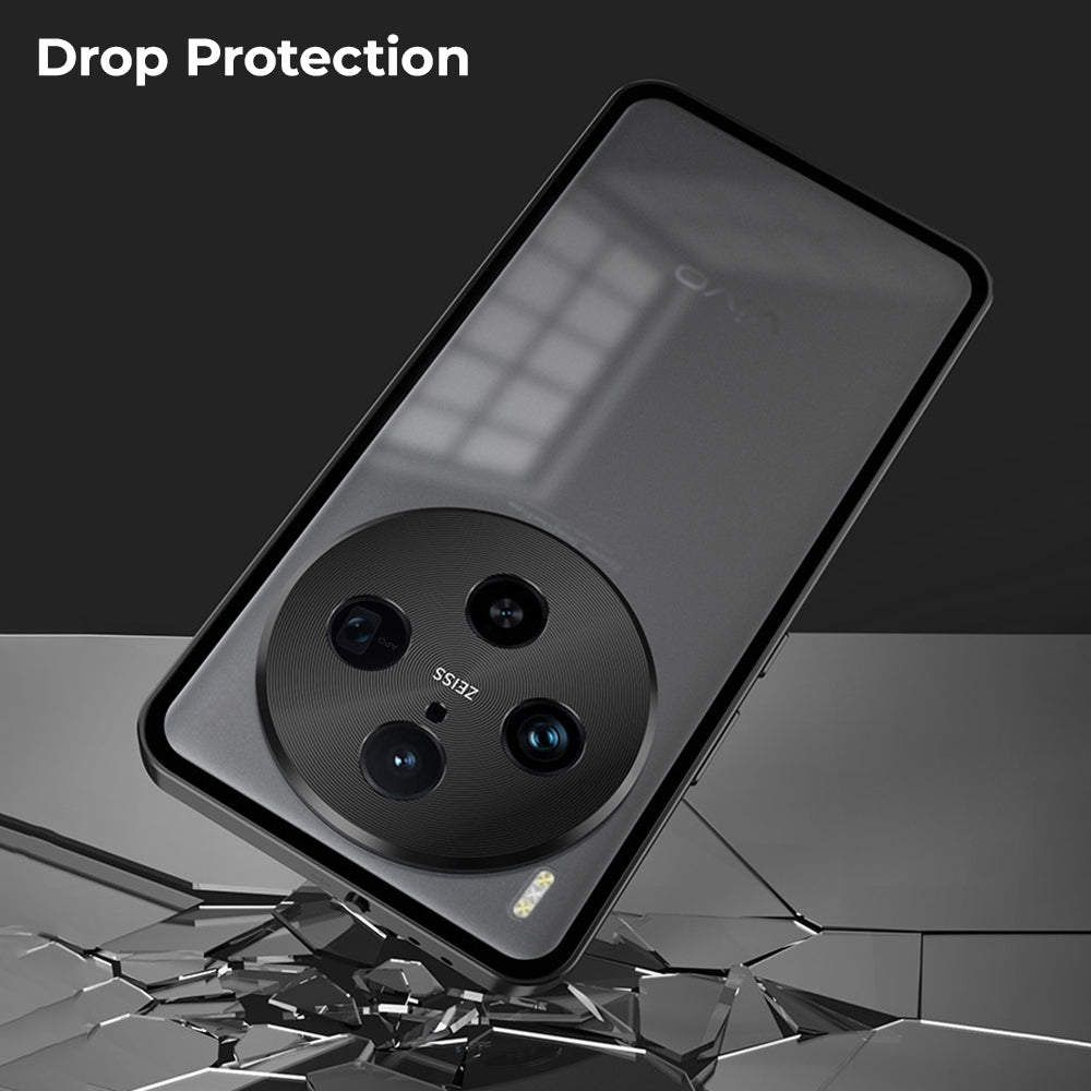Vivo X300 5G Aluminium Metal Bumper Shield Transparent Back Case
