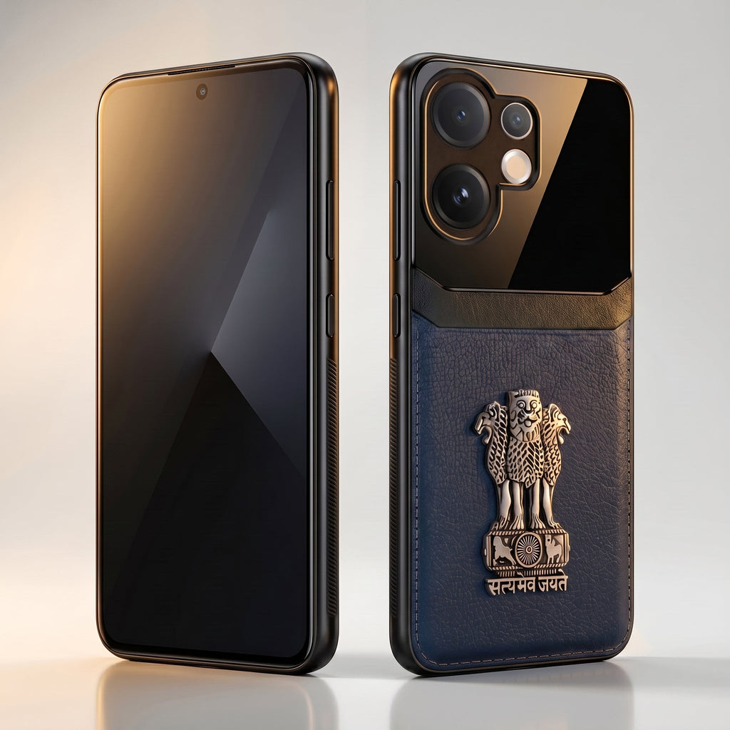 Vivo V60 5G Satyamev Jayate 3D Metal Leather Back Case