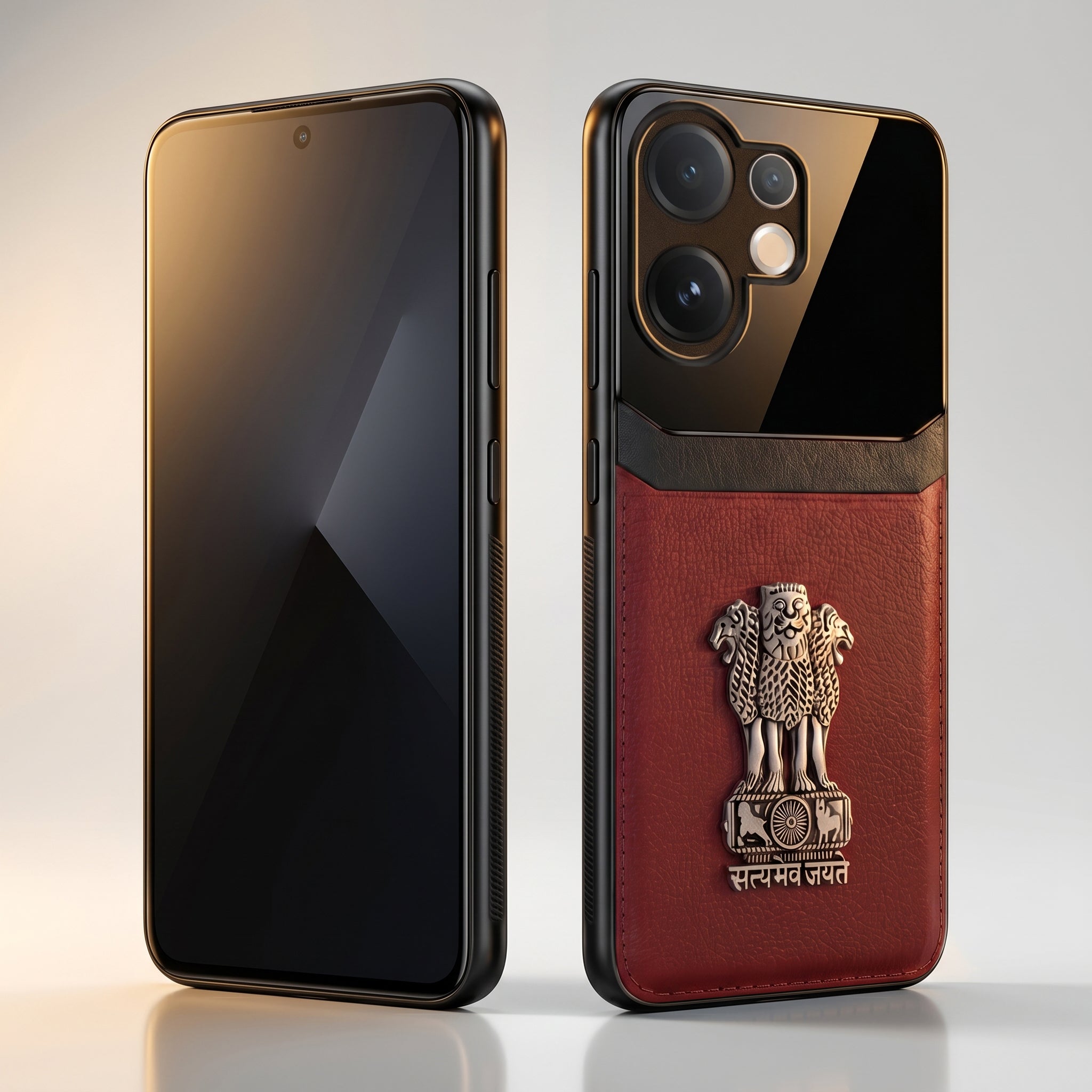 Vivo V60 5G Satyamev Jayate 3D Metal Leather Back Case