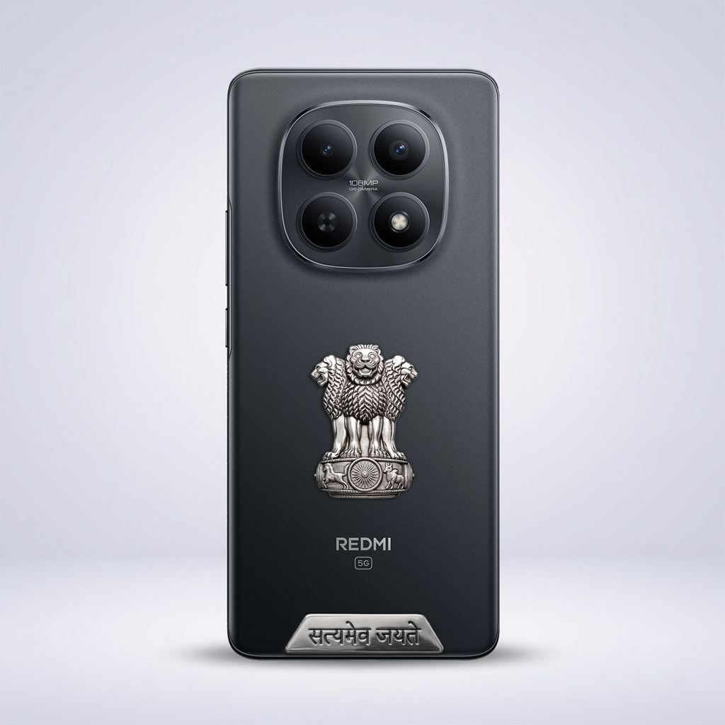 Redmi Note 15 5G Compatible Satyamev Jayate 3D Metal Emblem Sticker