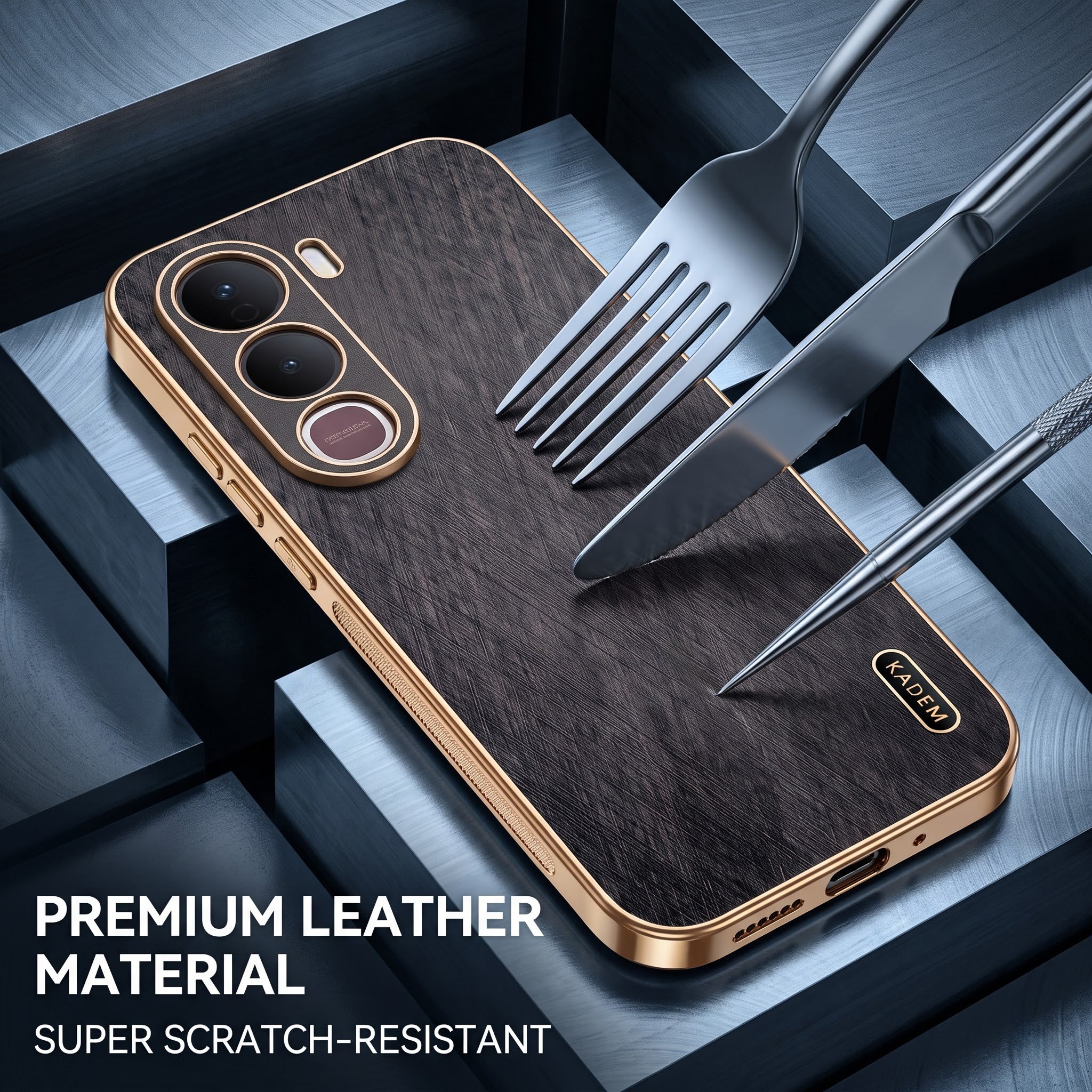 Vivo Y400 Pro 5G Premium Electroplated Frame Gold Thread Pattern Soft Case