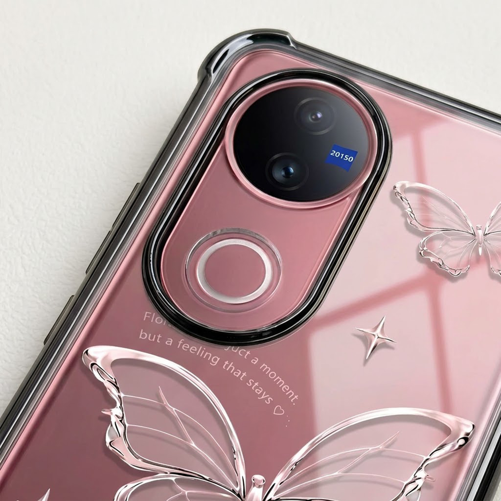 Vivo V50 5G Transparent Butterfly Anti-Yellow Airbag Cover