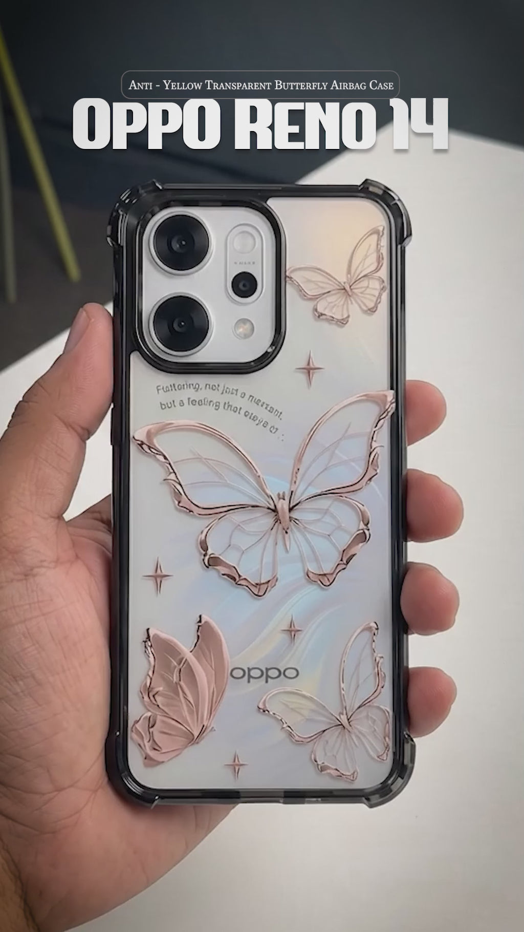 Oppo Reno 14 5G Transparent Butterfly Anti-Yellow Airbag Cover