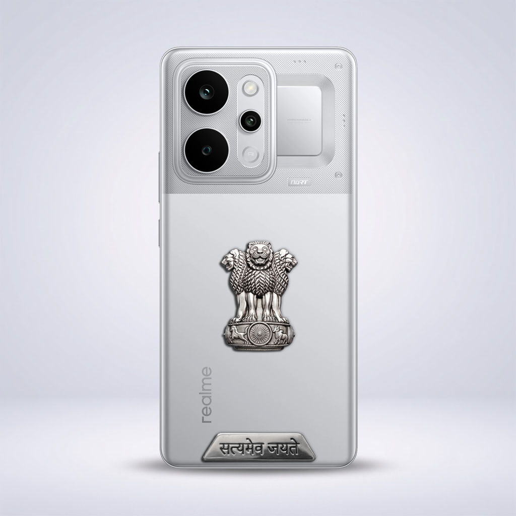 Realme P4 Power 5G Compatible Satyamev Jayate 3D Metal Emblem Sticker