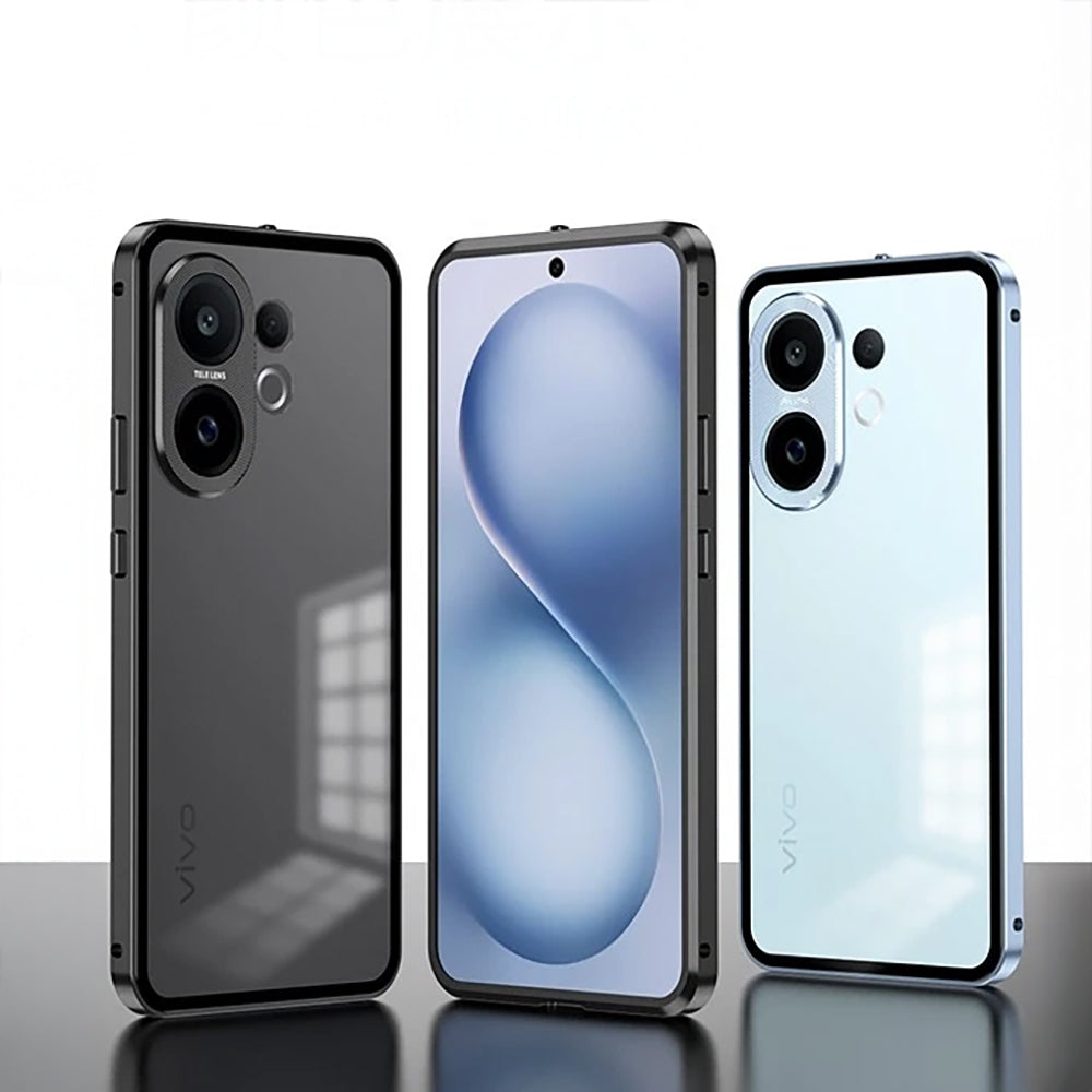 Vivo V60 5G Aluminium Metal Bumper Shield Transparent Back Case